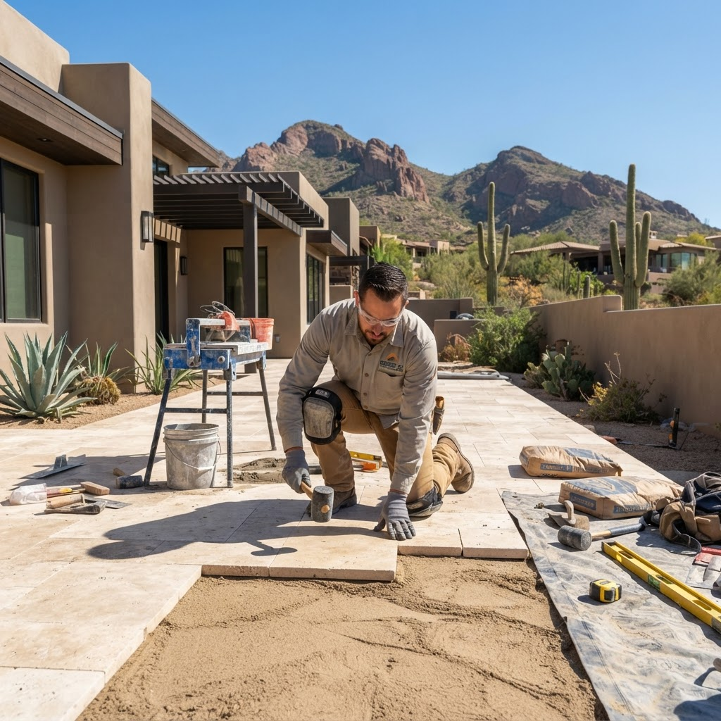 Professional handyman working on a Phoenix area home